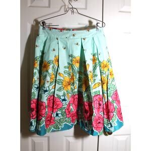 Grace Karin Mint Floral Midi Skirt with Pink and Yellow Blooms